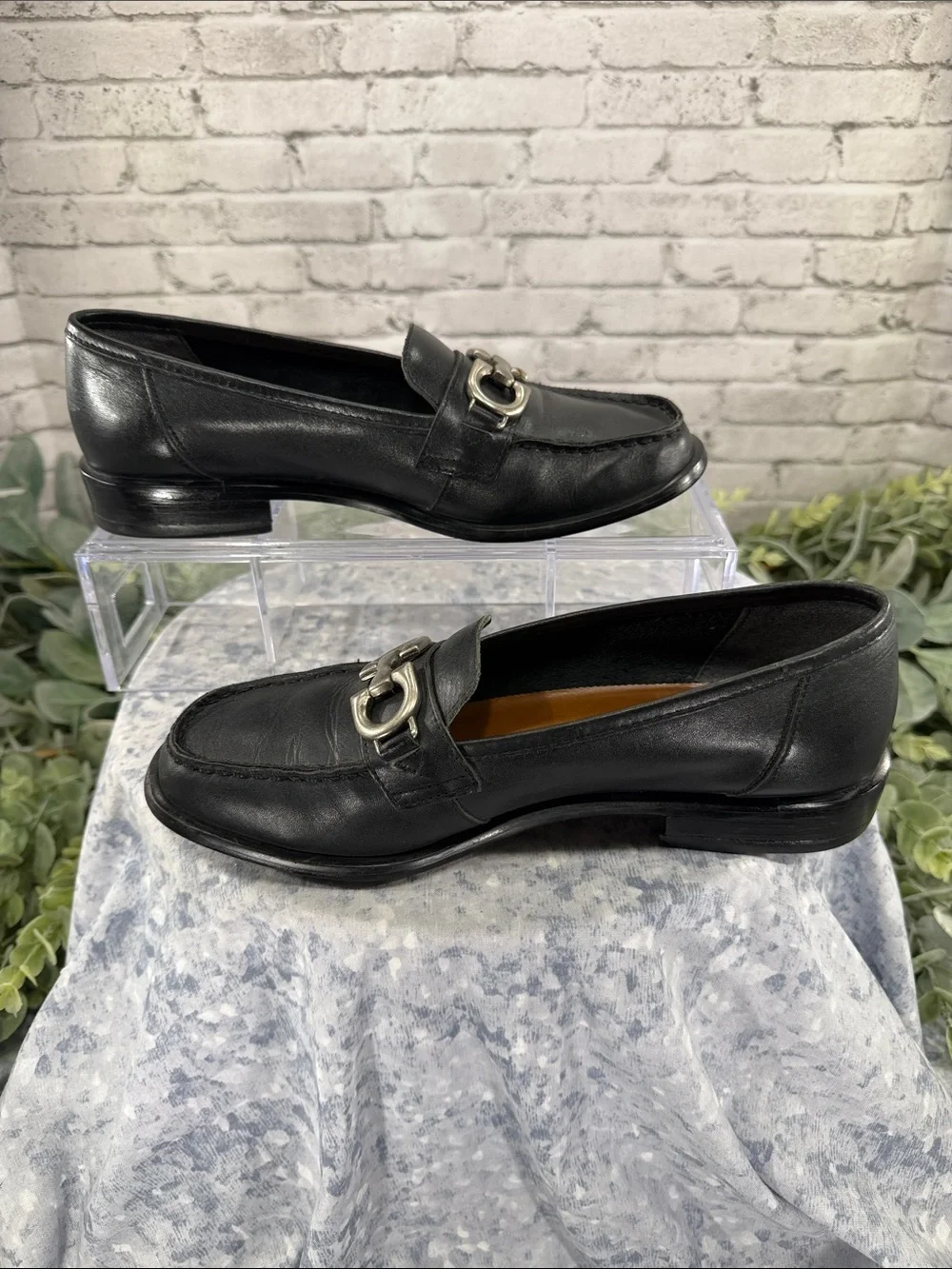 CLARKS - Black Soft Leather Horse-bit Moc Toe Dress Loafers - Boys 4.5M 🖤 GUC